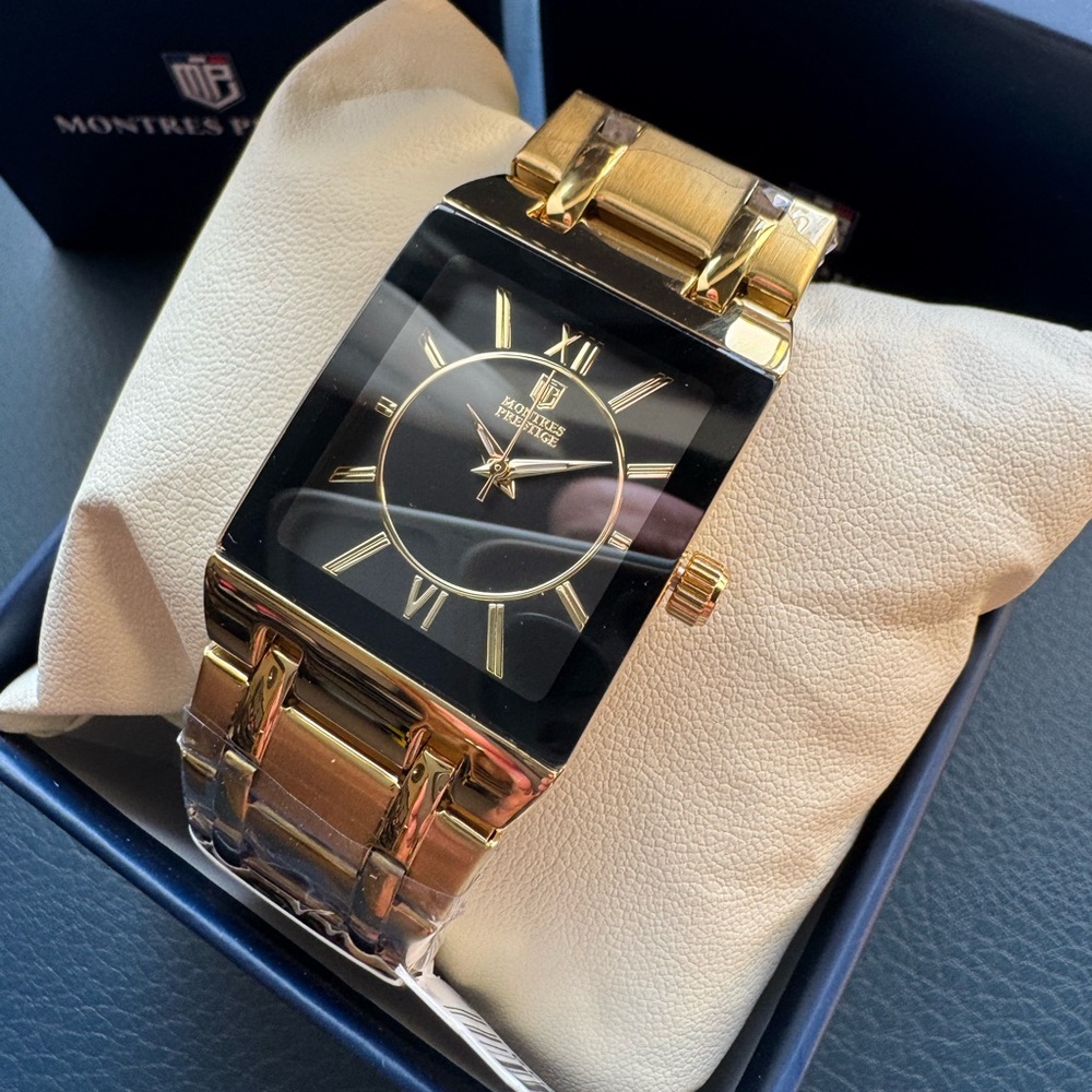 Invicta X Montres Prestige Men's Square Gold/Black Dial Watch MPW-0252 New!
